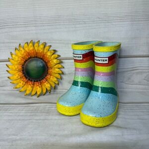 Hunter Kids First Classic Rainbow Glitter Rain Boots Size UK 4 US 5/6C